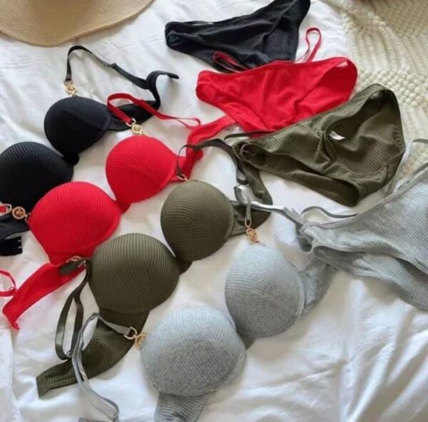 VERSACE BUCKLE  Bra And Panty Set WITH RING SOFT PADED.