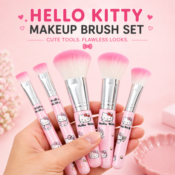 HELLO KITTY 7 piece makeup brush set.