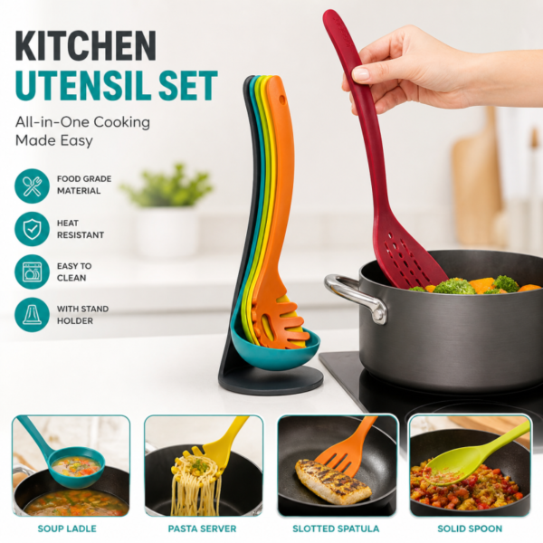 Pack Of 5 Spoon Set In Multi Colors.