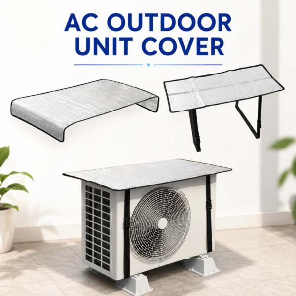 Outdoor AC Unit Protector Cover Waterproof From Heat Insulation Sunlight Shade protector from Dust With adjustable buckle Hooks and Rain Cover, Aluminum Foi Air Conditioners Outdoor Unit Cover